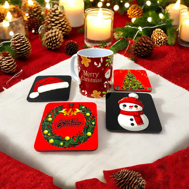 Merry Christmas Ceramic Mug with Coaster Set